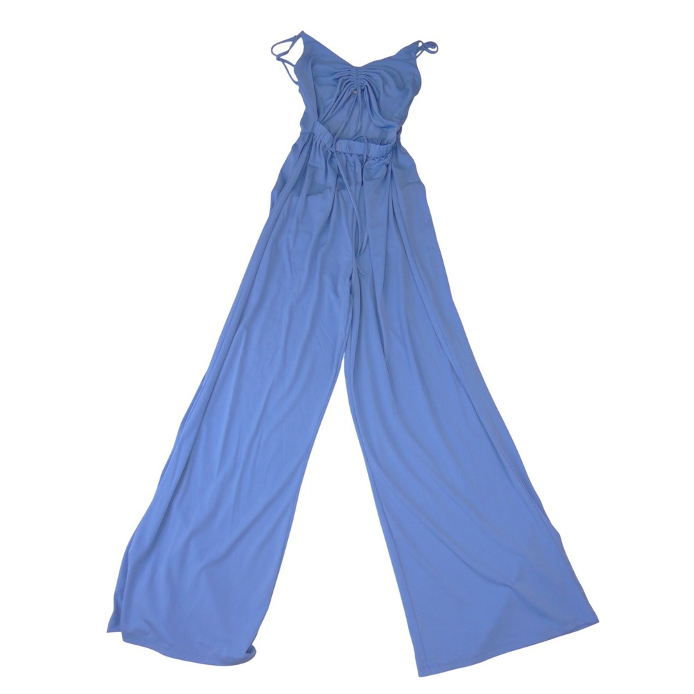 Love Tree Womens Periwinkle Blue Wide Leg Spaghetti Strap Jumpsuit Small 3534